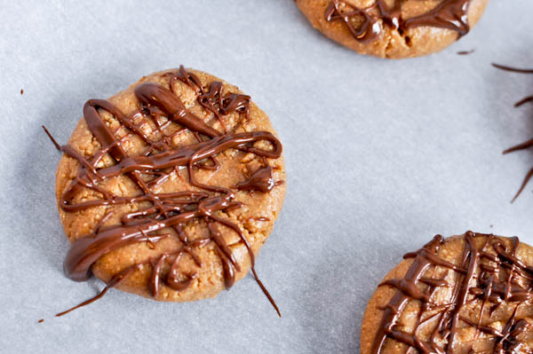 Cookies drizzled in chocolate