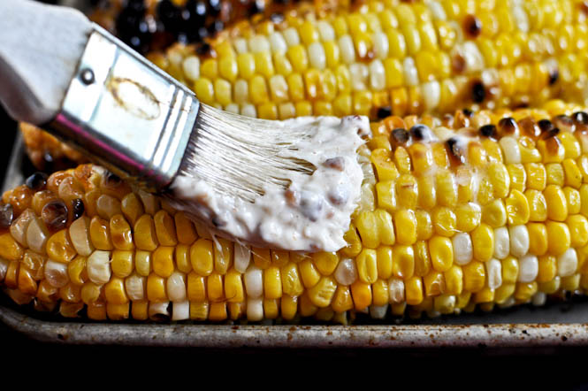 Grilled Corn with Bacon Butter and Cotija Cheese I howsweeteats.com