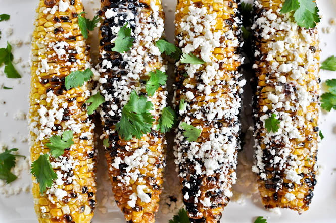 Grilled Corn with Bacon Butter and Cotija Cheese I howsweeteats.com