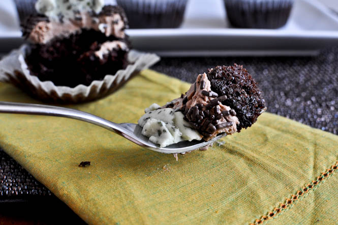 Milk Chocolate Cupcakes with Fresh Mint Frosting I howsweeteats.com