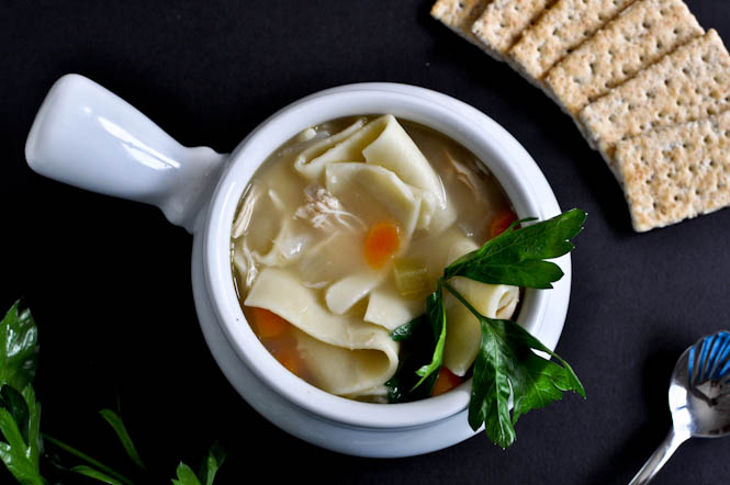 Easy Roasted Chicken Noodle Soup I howsweeteats.com