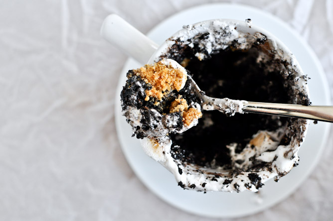 5 Minute Chocolate Fudge S'mores Mug Cake I howsweeteats.com