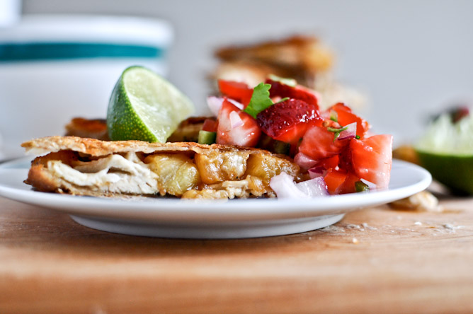 Caramelized Pineapple Quesadillas with Spicy Strawberry Salsa I howsweeteats.com