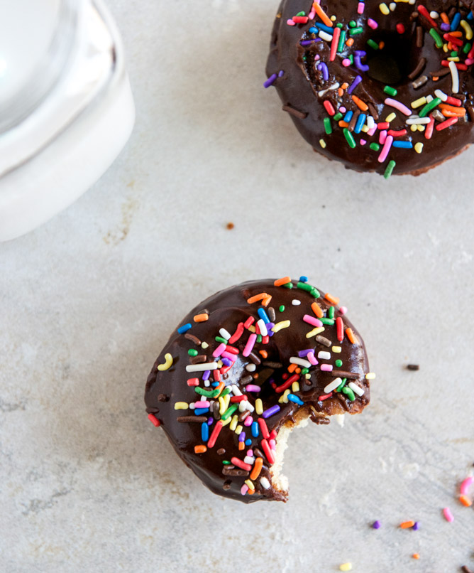 Chocolate Frosted Cake Donuts I howsweeteats.com