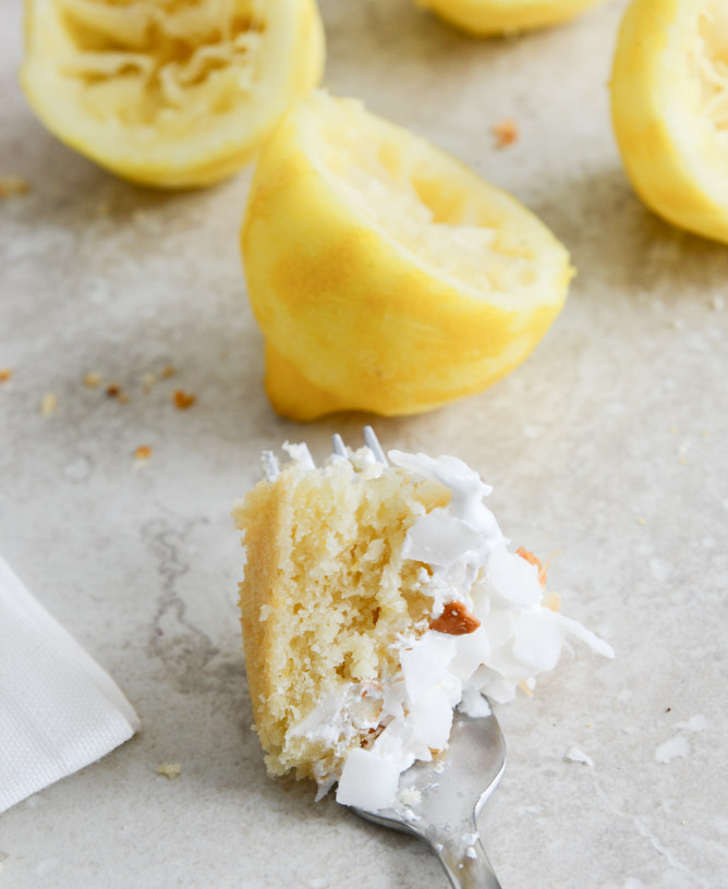 Easy Lemon Cake with Marshmallow Frosting + Toasted Coconut I howsweeteats.com