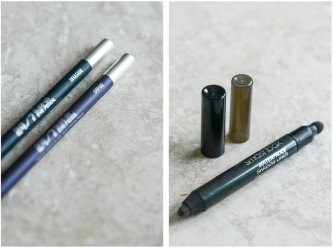 Urban Decay 24/7 Liner in Invasion and Empire, Smashbox Shadow Liner in Ivy I howsweeteats.com