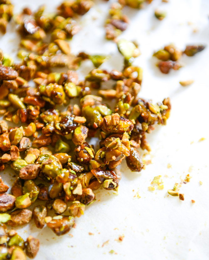 Whole Wheat Chocolate Fudge Zucchini Snack Cake with Candied Pistachios I howsweeteats.com