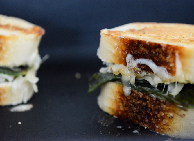 Sourdough Grilled Cheese with Roasted Poblanos, Smoked Cheddar and Curried Brown Butter I howsweeteats.com