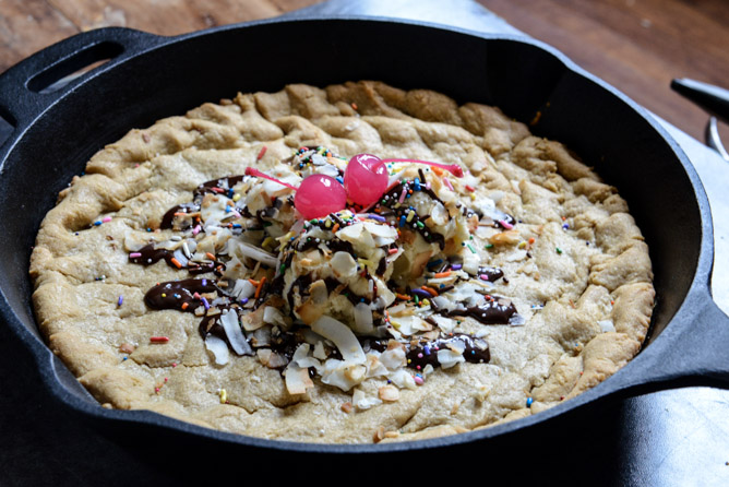 Peanut Butter Skillet Cookie I howsweeteats.com