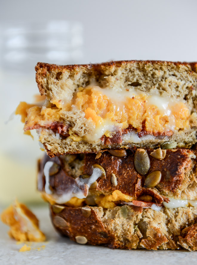 Leftover Sweet Potato Casserole, Brie and Bacon Grilled Cheese I howsweeteats.com