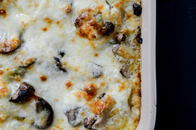 cheesy brussels sprouts lasagna I howsweeteats.com
