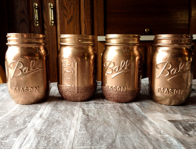 DIY rose gold metallic mason jars I howsweeteats.com