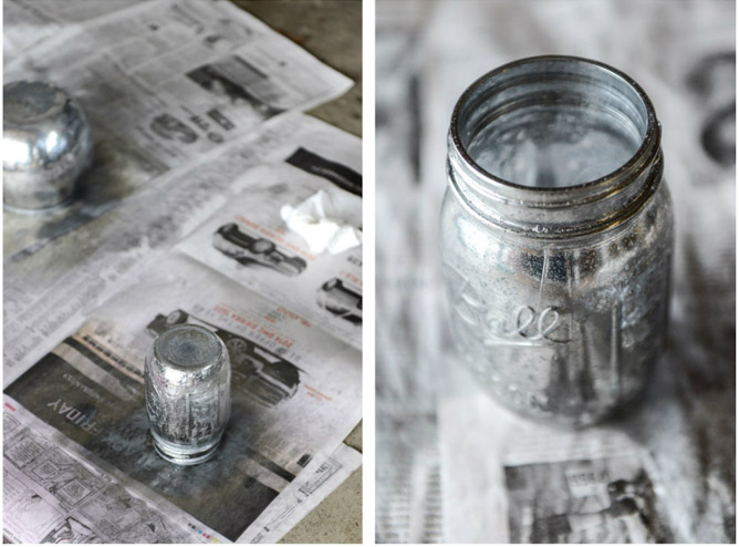 DIY vintage mirror metallic mason jars I howsweeteats.com