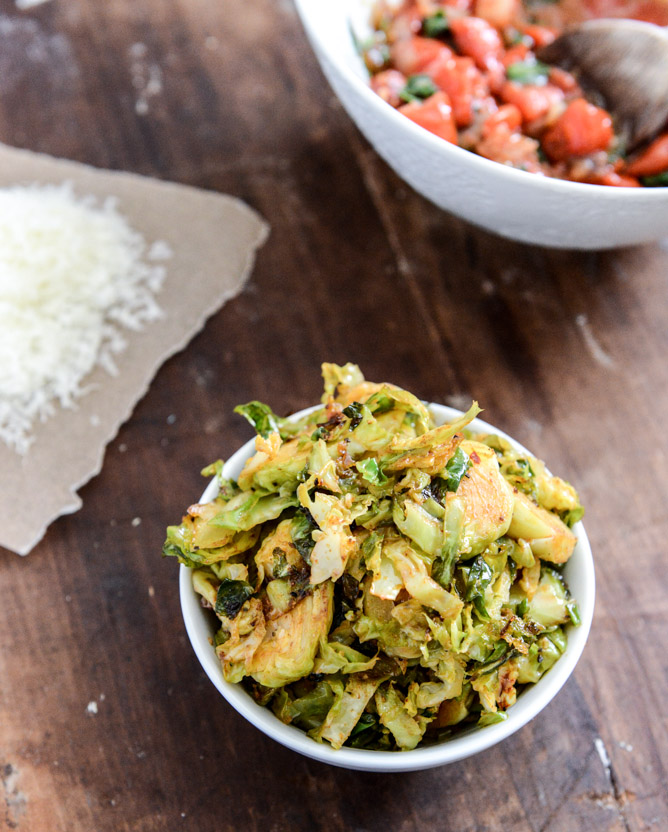 Crispy Brussels Sprouts Tacos with Manchego and Caramelized Shallot Salsa I howsweeteats.com