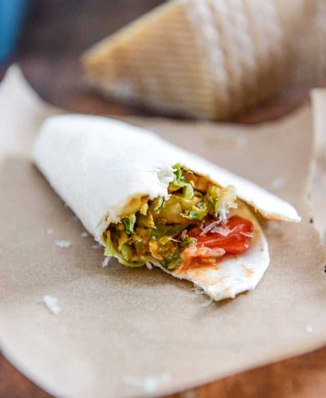 Crispy Brussels Sprouts Tacos with Manchego and Caramelized Shallot Salsa I howsweeteats.com