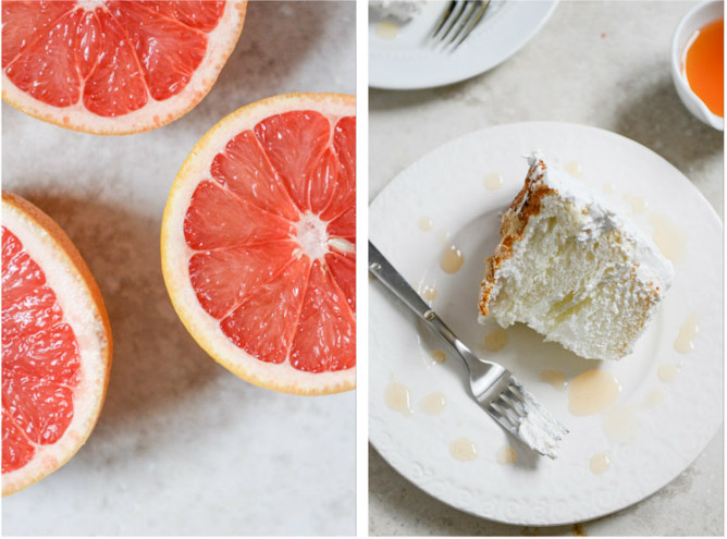 Angel Food Layer Cake with Whipped Coconut Cream and Grapefruit Syrup I howsweeteats.com