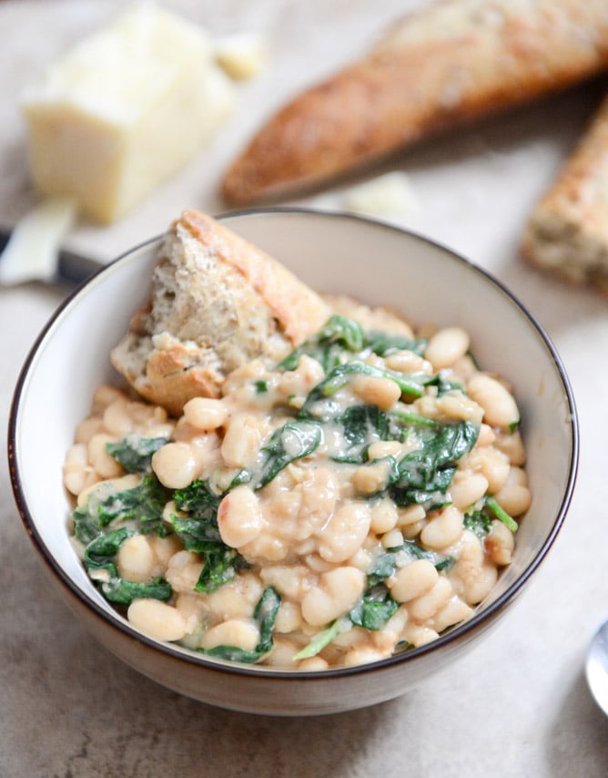 Spicy Greens and Creamy Parmesan Bean Stew I howsweeteats.com