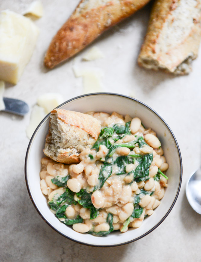 Spicy Greens and Creamy Parmesan Bean Stew I howsweeteats.com