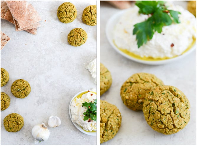 Baked Falafel with Spicy Feta Dip I howsweeteats.com
