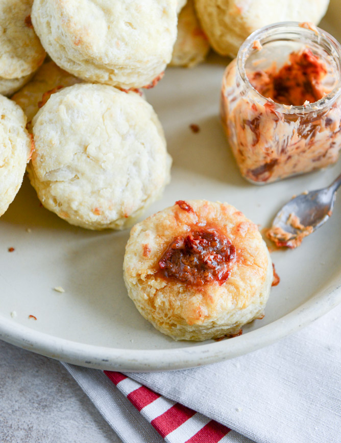 Provolone Scones with Cherry Tomato Butter I howsweeteats.com