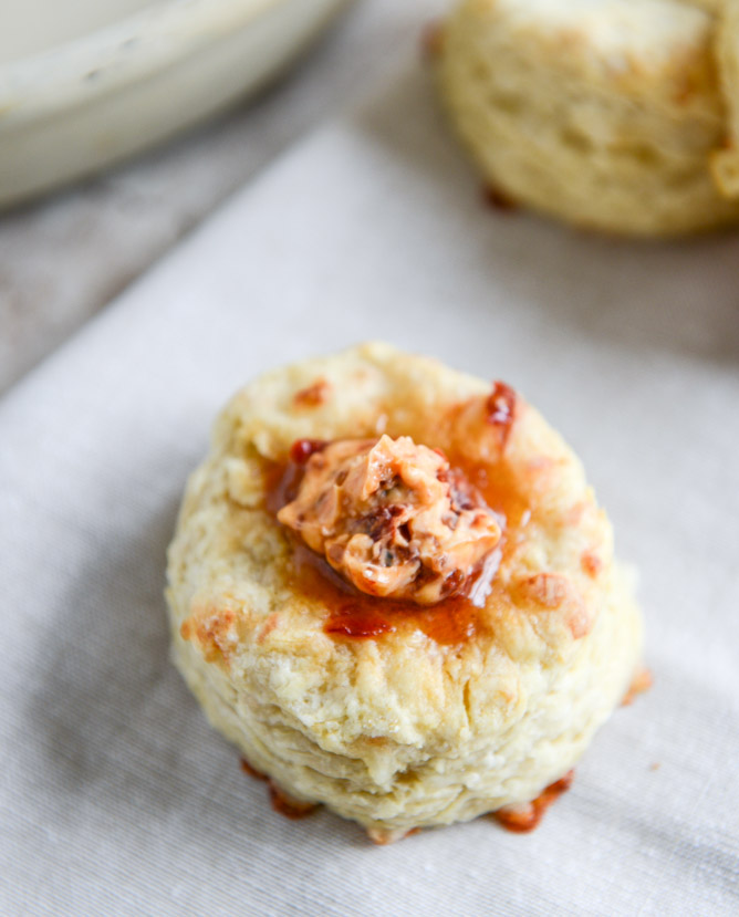 Provolone Scones with Cherry Tomato Butter I howsweeteats.com