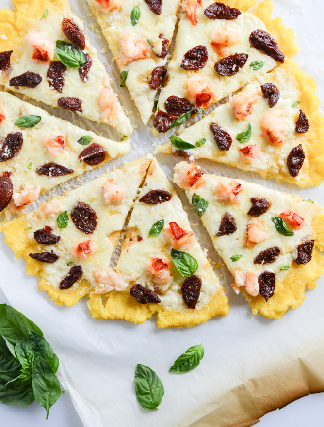 Lobster Polenta Pizza with Sun Dried Cherry Tomatoes I howsweeteats.com