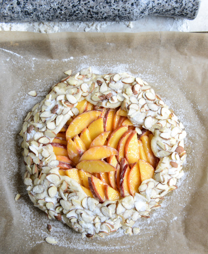 ginger peach galette with almond crust I howsweeteats.com