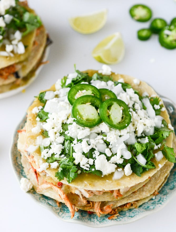 roasted chipotle chicken taco stacks I howsweeteats.com