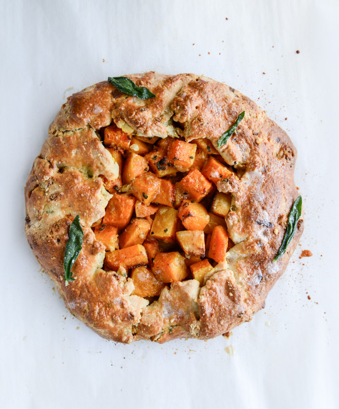 parmesan crusted butternut galette with fried sage I howsweeteats.com
