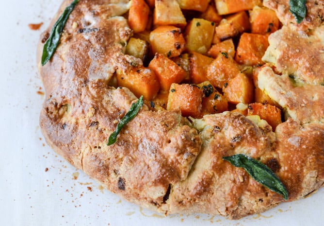 parmesan crusted butternut galette with fried sage I howsweeteats.com