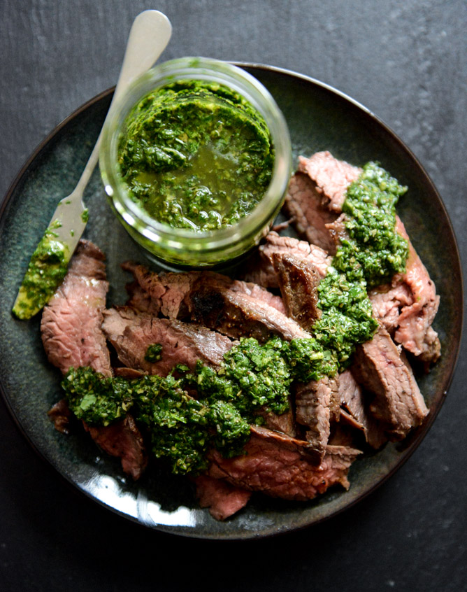 flank steak with chimichurri + 112 different lightened up meal ideas for the new year I howsweeteats.com