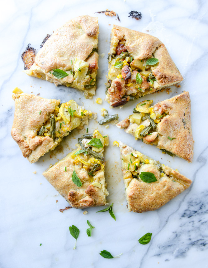 summer chicken pot pie galette with herbed crust I howsweeteats.com