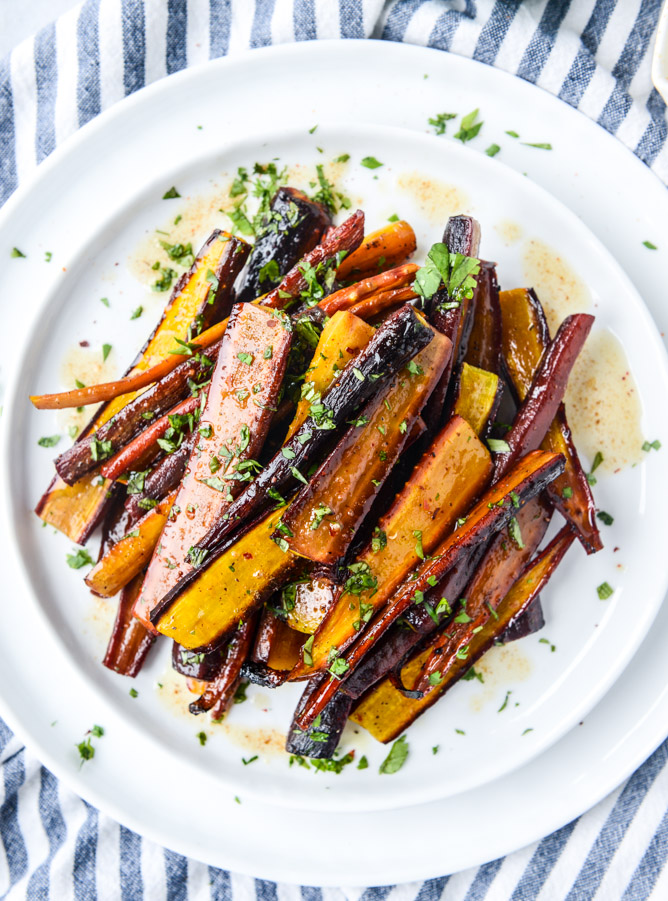 pomegranate roasted carrots with feta and brown butter I howsweeteats.com