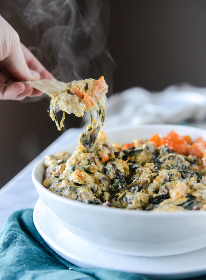 roasted butternut squash spinach dip I howsweeteats.com