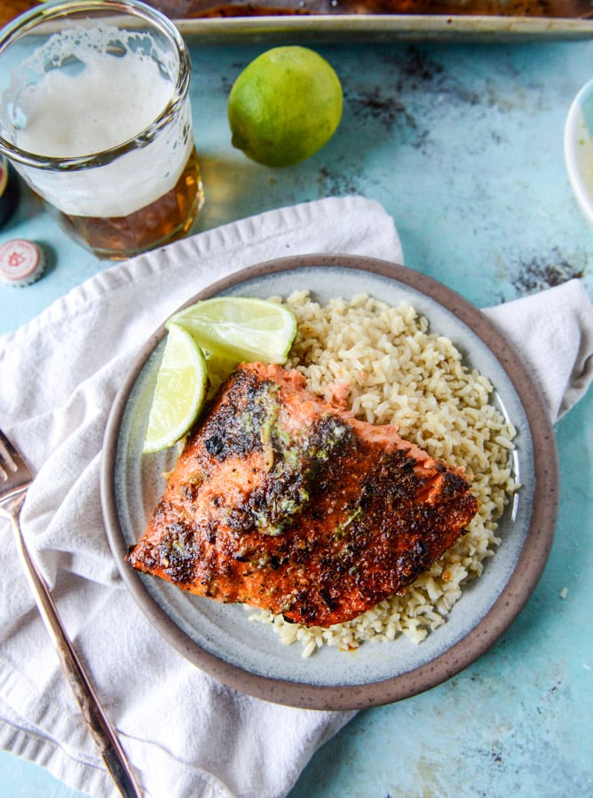 30 minute cajun salmon with salted lime butter I howsweeteats.com