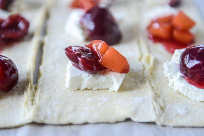puff pastry pop tarts with goat cheese and cherry peach chutney I howsweeteats.com
