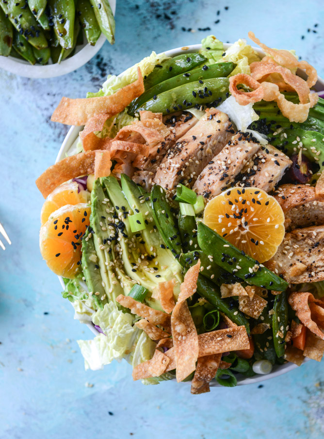 chinese chicken salad with sesame garlic dressing I howsweeteats.com