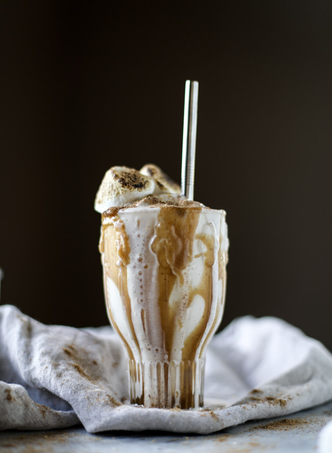 bourbon chai caramel milkshakes I howsweeteats.com 