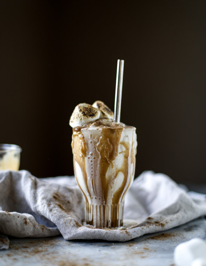 bourbon chai caramel milkshakes I howsweeteats.com 
