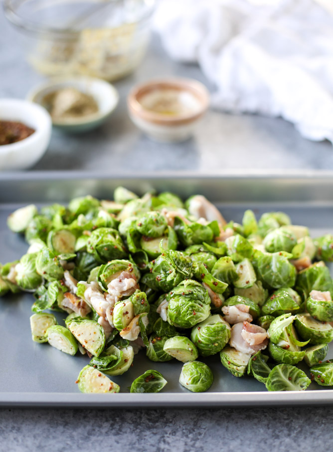mustard roasted brussels sprouts I howsweeteats.com 