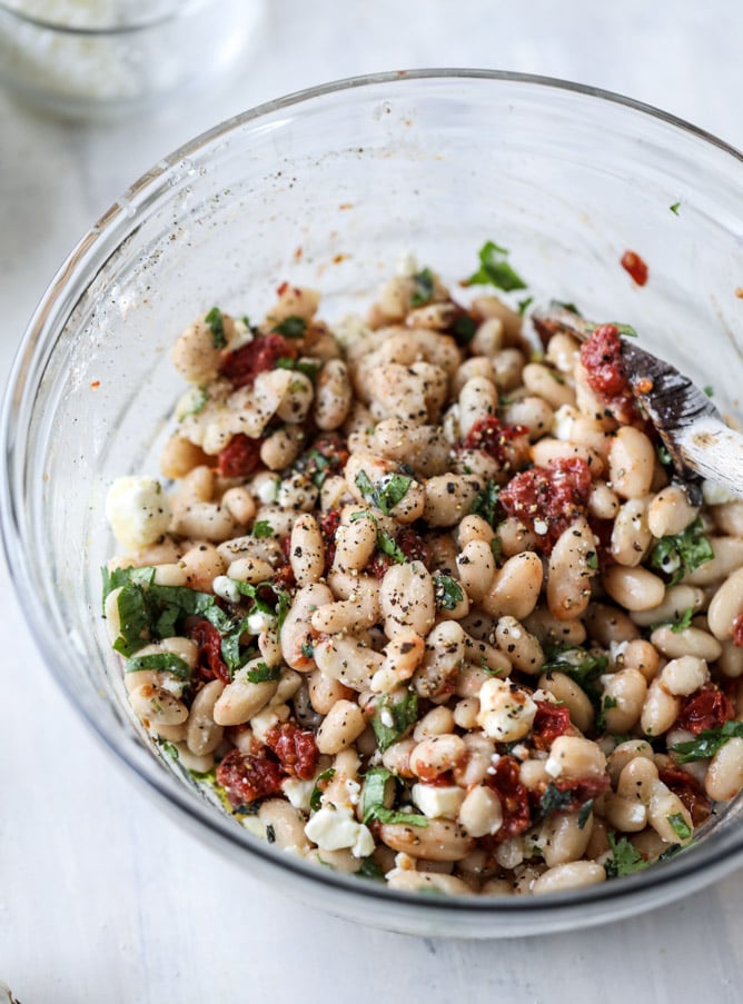 marinated white beans with olive oil toasts I howsweeteats.com