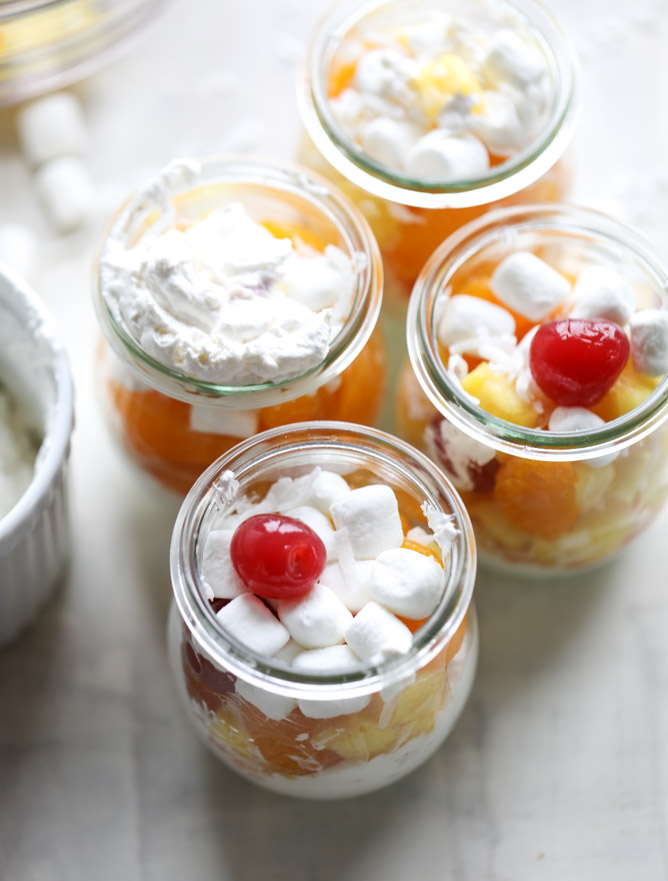 ambrosia whipped yogurt fruit parfaits I howsweeteats.com
