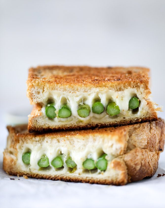 asparagus grilled cheese with brown butter & dijon I howsweeteats.com 