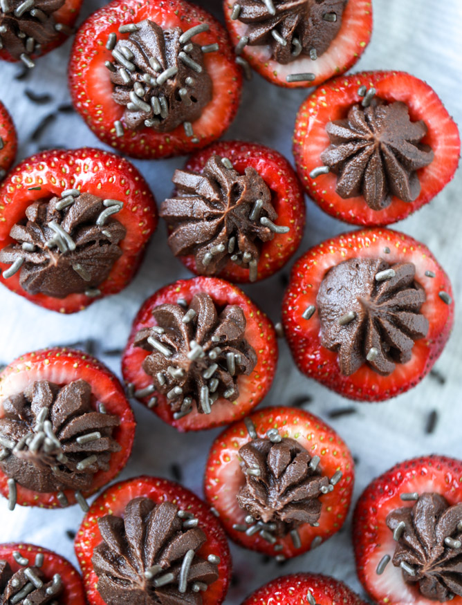 coconut chocolate mousse filled strawberries I howsweeteats.com
