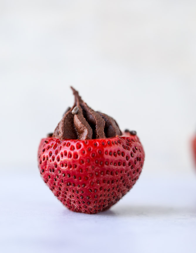 coconut chocolate mousse filled strawberries I howsweeteats.com