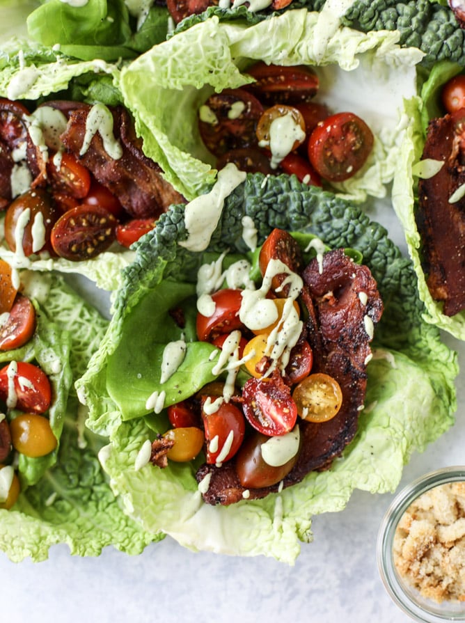 BLT Lettuce Wraps with Avocado Ranch I howsweeteats.com 