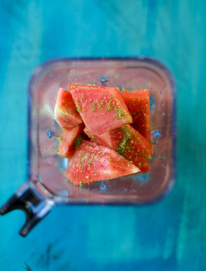 frozen watermelon lime agua fresca I howsweeteats.com
