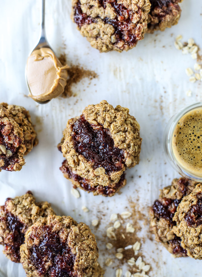 peanut butter and jelly breakfast cookies I howsweeteats.com