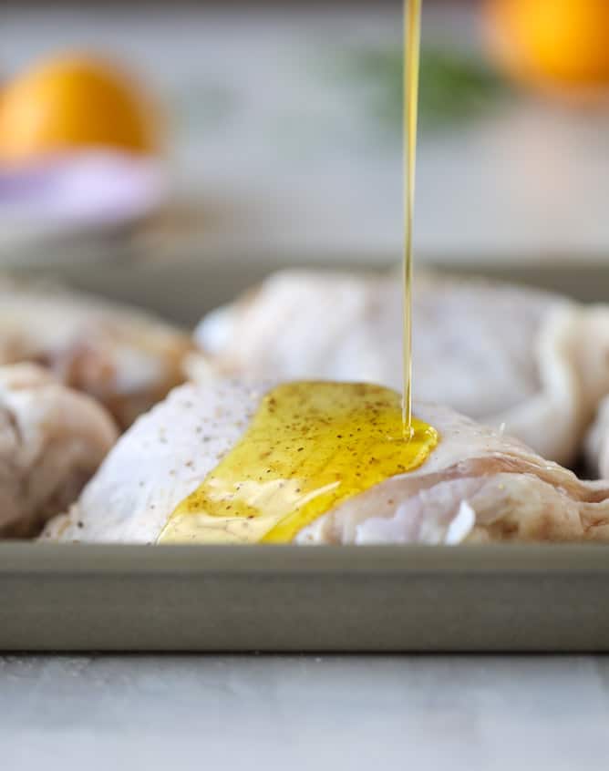 meyer lemon roasted chicken I howsweeteats.com #chicken #lemon #roastedchicken #healthy #meyerlemon