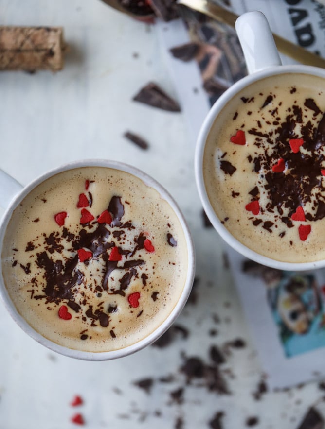 cabernet chocolate lattes I howsweeteats.com #redwine #coffee #latte #valentinesday #chocolate